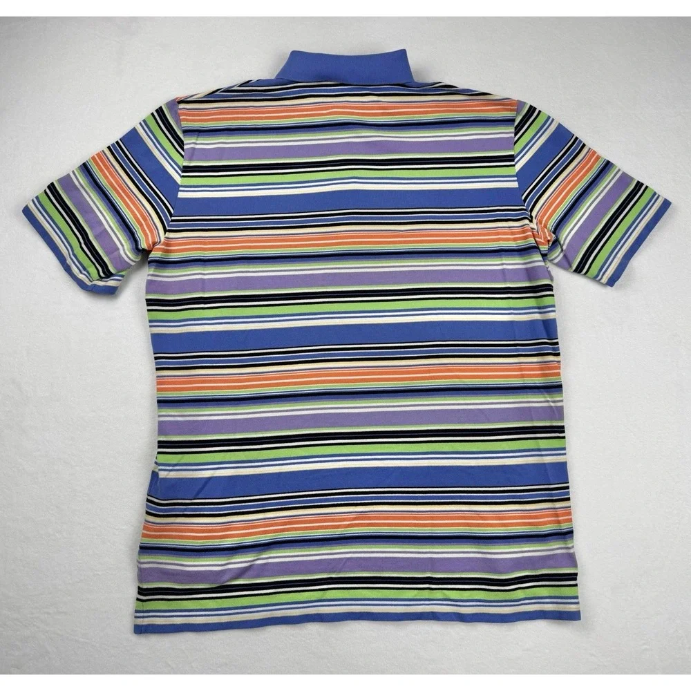 Polo Golf Ralph Lauren Stripe Polo Shirt‎ Blue Multicolor Size L Y2K Pima Cotton